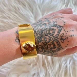 NINA NGUYEN GOLD TONE THICK DRUZY SQUARE BRACELET